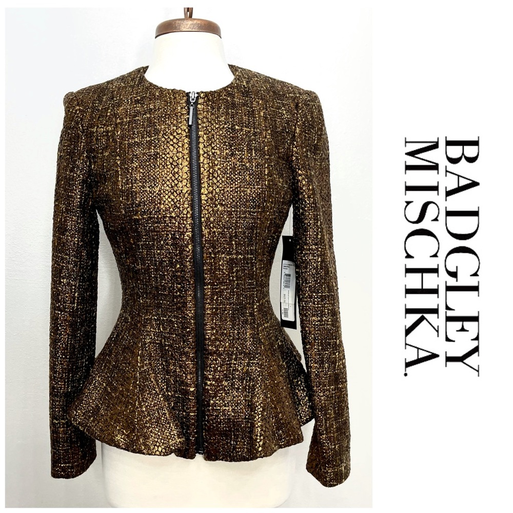 Runway BADGLEY MISCHKA  Bronze Metallic Jacket 4